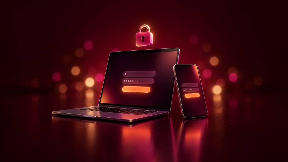 Stripchat login form on laptop and smartphone with padlock icon for secure sign in
