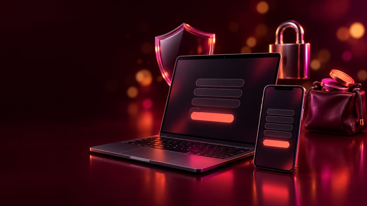 Stripchat sign up form on laptop and mobile with privacy and token icons